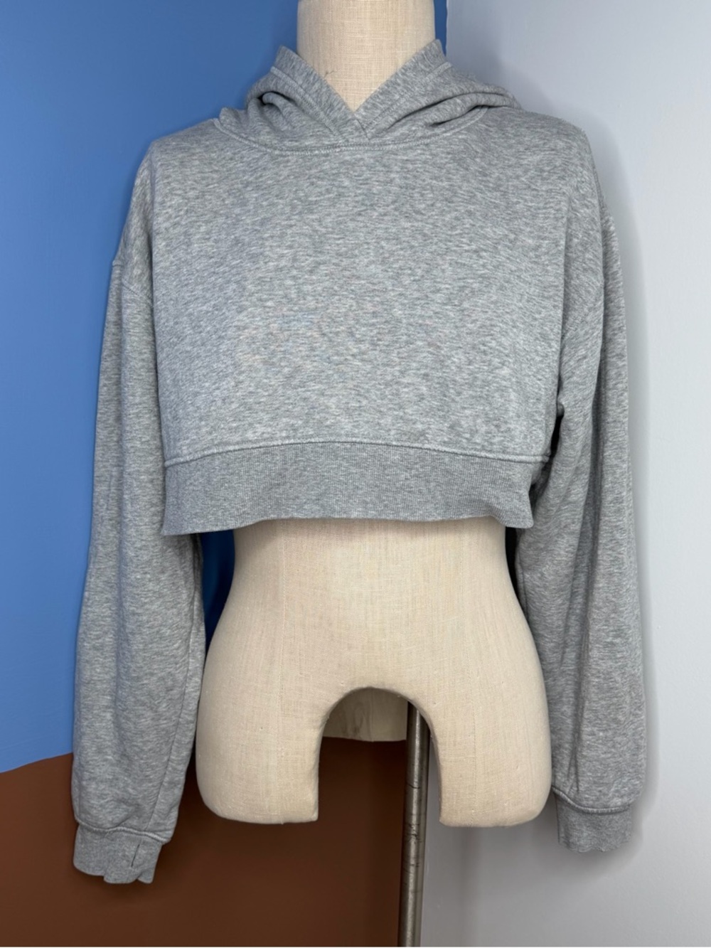 Free People FP Movement Cropped Double‎ Layer Hoodie Grey Size medium